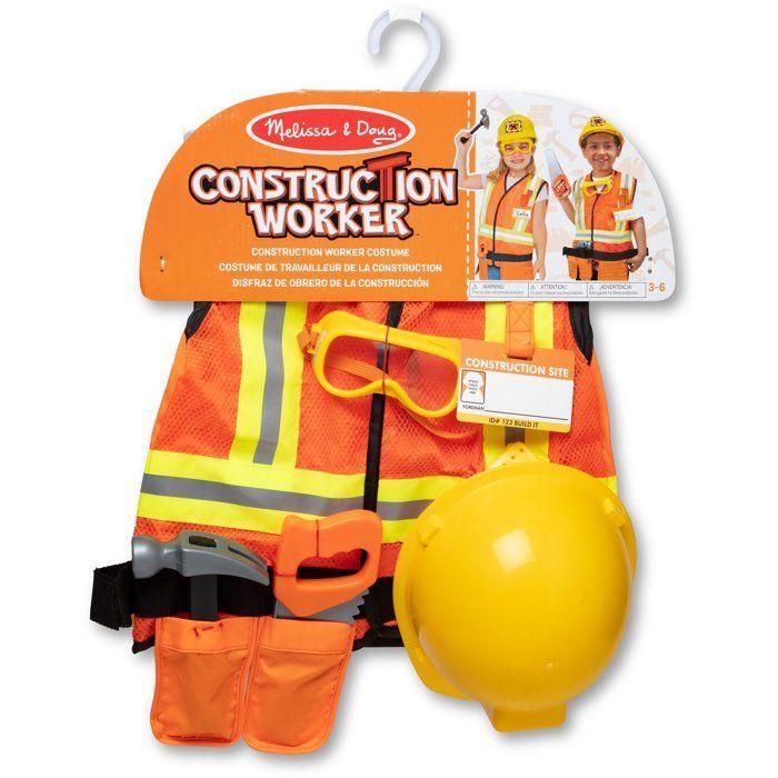 Déguisement Chantier - MELISSA & DOUG - Set complet 8 accessoires (veste, casque, marteau...) - 100% Polyester - De 3 à 6 ans