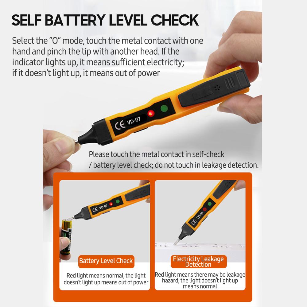 Бесконтактный AC Вольтметр-индикаторная отвертка AC 70-250V 250V Портативный NCV Детектор со звуковой и световой двойной сигнализацией, Распознавание фазы/нуля, Обрыв