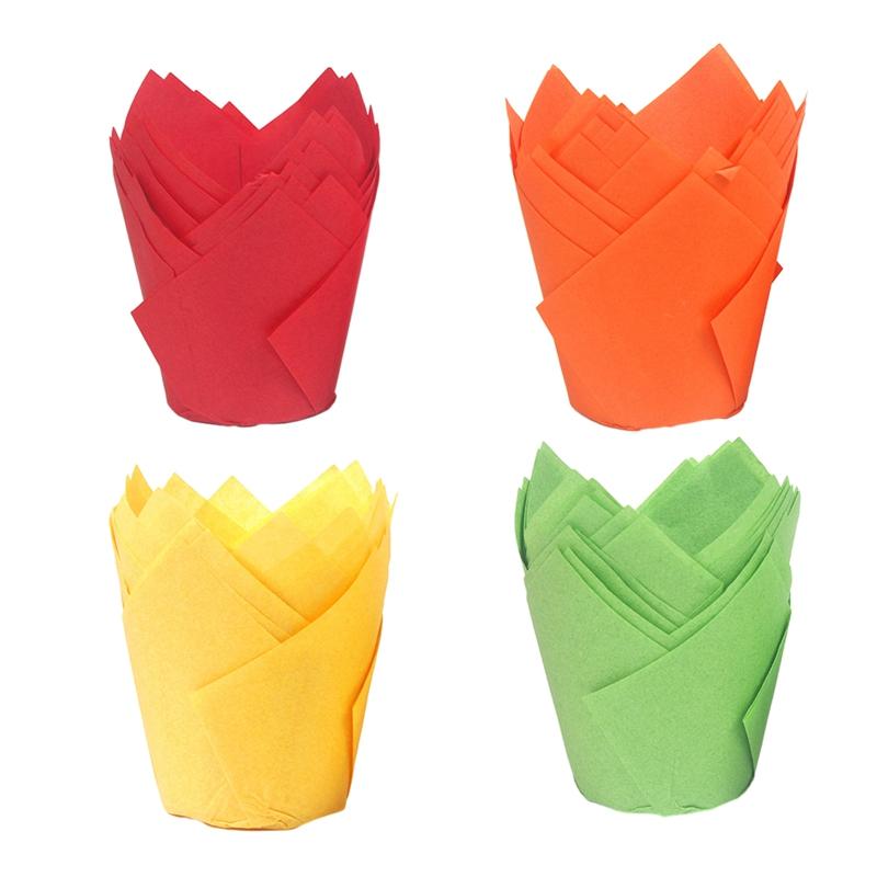 50 шт., вкладыши для обертки для кексов, чехол для маффинов, тюльпанов, бумажный декор для торта, чашки для выпечки