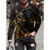 Tiger Print T Shirt Men Fashion Tiger Graphic T Shirts 3D Print Men's Clothing Breathable Simple Men's Long Sleeve T-shirt Tops