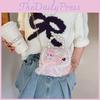 Bowknot Crossbody Girls Bag Sparkly Cartoon Shoulder Bag With Pearl Chain Strap