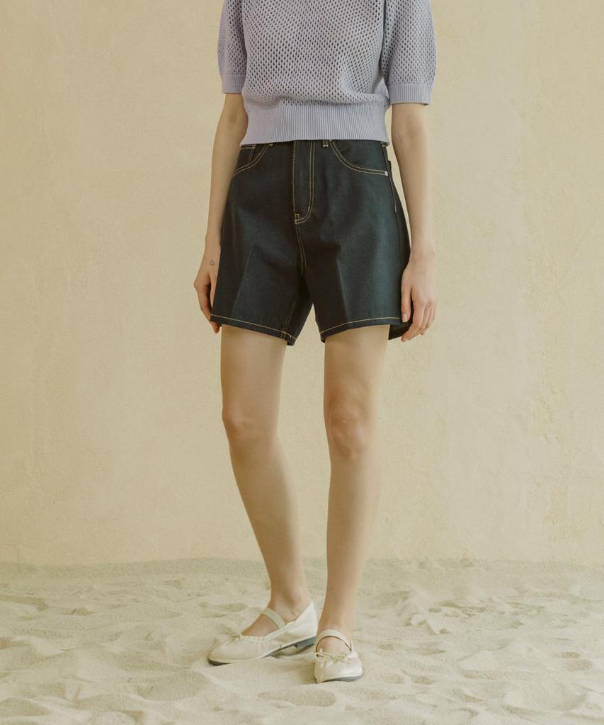 KNIZURE Conscious Knee-Length Raw Denim Pants_Indigo Deep