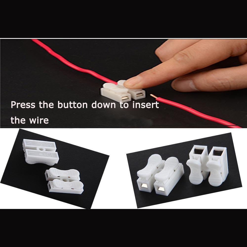 30PCS Hot High Quality Brand New Cable Clamp Terminal Block 2p CH2 Spring Connector Wire