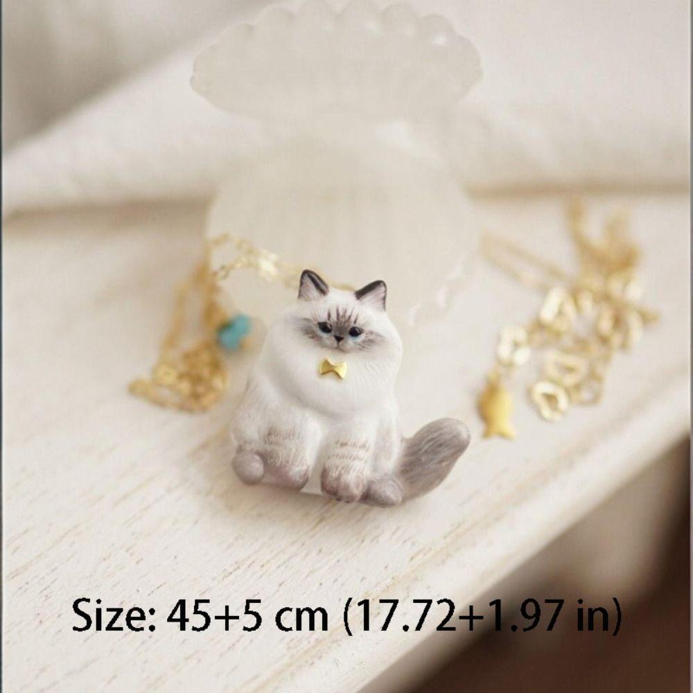 18K Gold Plated Stainless Steel Cat Necklace Copper Gold Clavicle Chain Cat Pendant Necklace Gifts