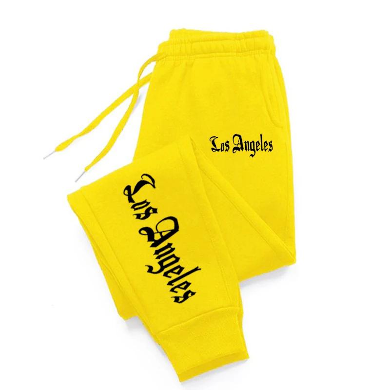 Брюки мужские женские с принтом букв города Лос--Анджелес, свободные джоггеры, для бега, теплые, повседневные спортивные штаны для пары