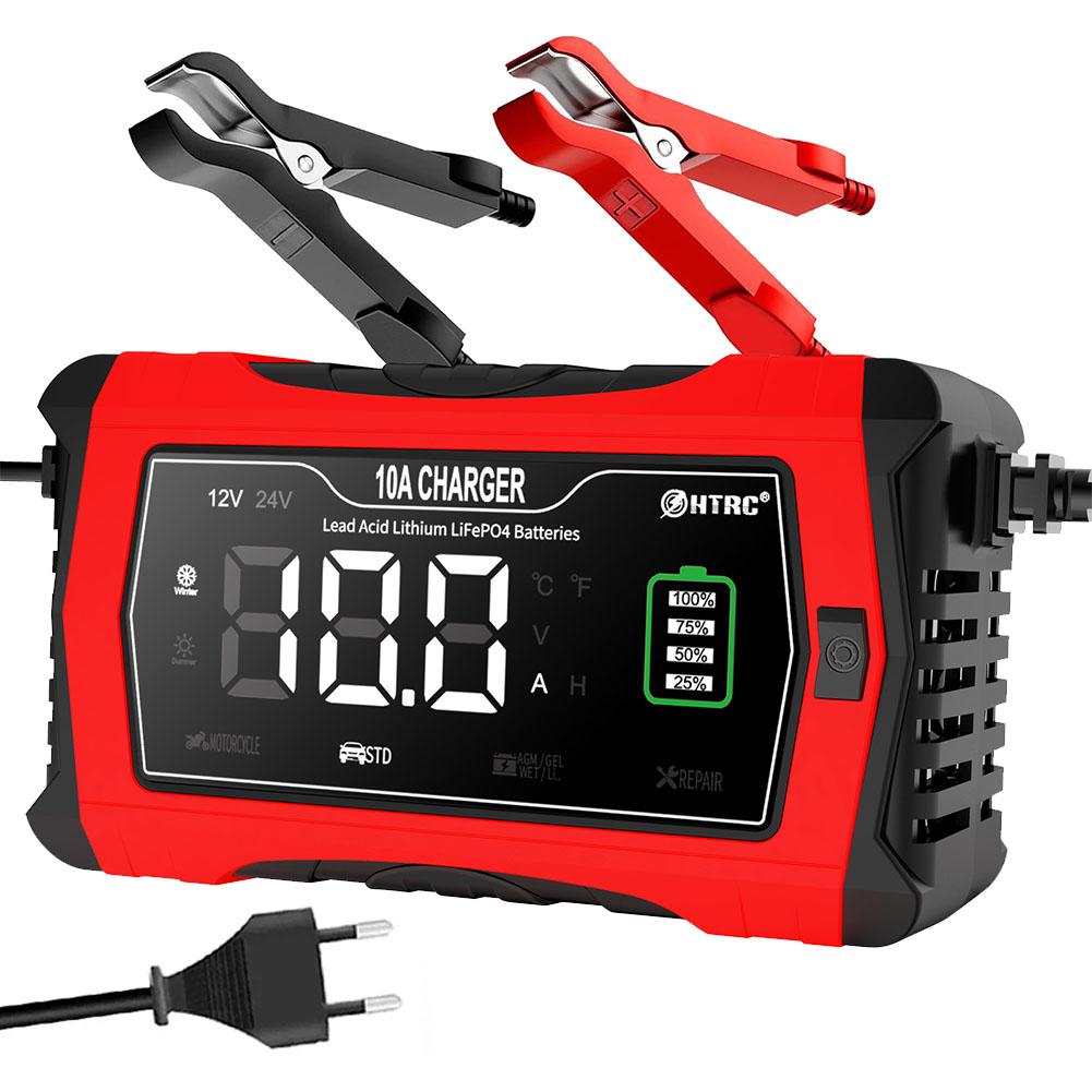 12V/24V 10A Smart Car Battery Charger And Tester Pulse Repair LCD Display Car Motorcycle Battery Charging Device