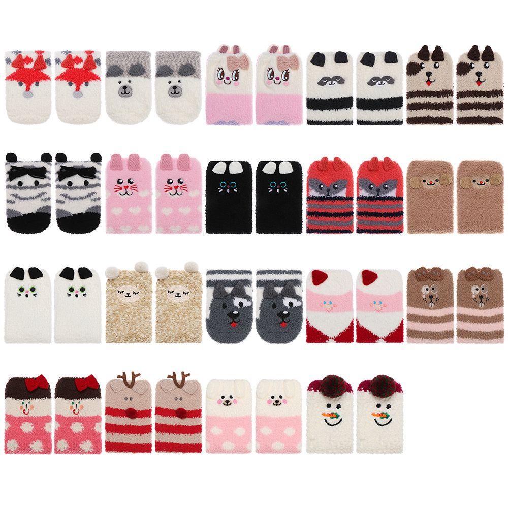 Нескользящие 3D Пушистые Зимние Теплые Подарочные Носки с Коробкой Напольный Чулок Коралловый Флис Носок Рождественские Носки