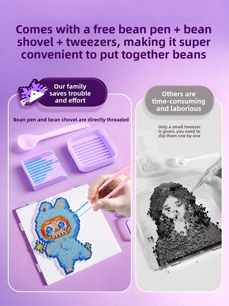 Pindou bean handmade DIY material bag, full set of three-dimensional fusion MARD color number set, tools, ironing paper bag