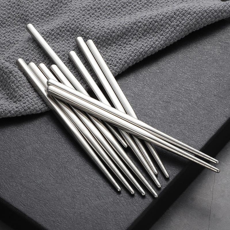 304 Stainless Steel Non-slip Children's Chopsticks - Round & Square, Portable Tableware for Home, Hotel, and Outdoor Use