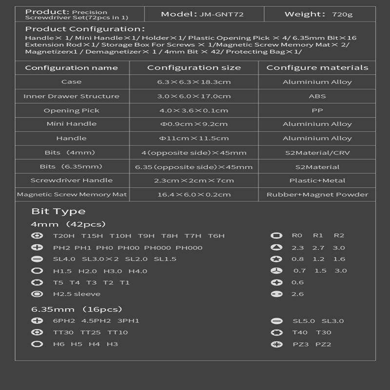 Xiaomi JIMI GNT-72 S2 Набор прецизионных магнитных отверток Двухслойный пресс Многоцелевой бытовой инструмент отвертки