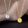 Rose Round Brand Pendant Gold Silver Necklace Women's 2023 New Clavicle Chain Summer Retro Exquisite Trend Chain Accessories