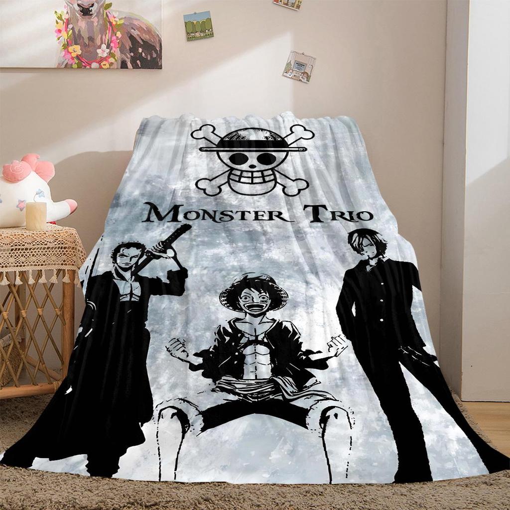 One Piece Anime Luxury Flannel Lightweight Blanket Home Decor Sofa Bed Travel Cover Family Gift LXR169