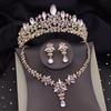 Комплекты свадебных украшений со стразами и кристаллами для женщин, тиара, корона, ожерелье, серьги, выпускной, комплекты свадебных украшений для невесты