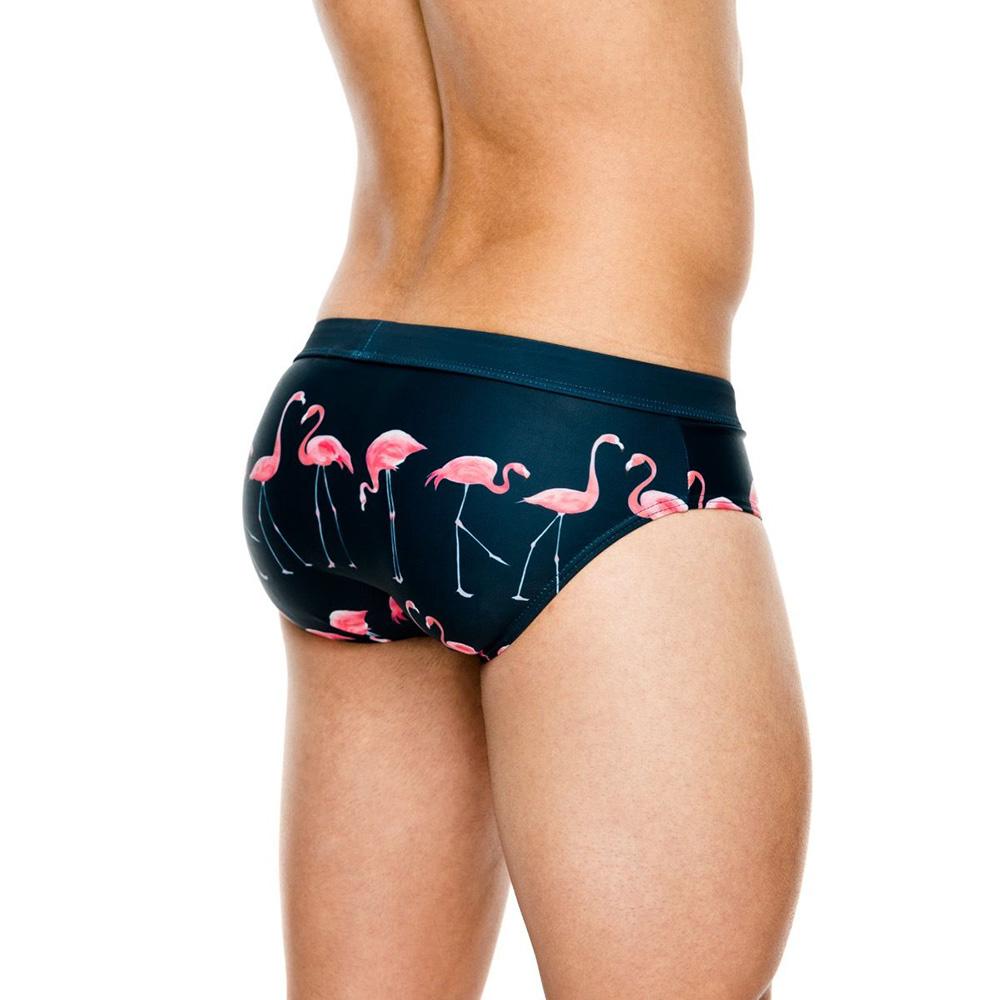 Flamingo Swim Brief Мужские сексуальные купальники Быстросохнущие купальные костюмы с подкладкой