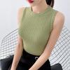 Летний тонкий короткий топ, сексуальный женский укороченный топ без рукавов, однотонный трикотажный укороченный топ с круглым вырезом, жилет, топ-труба, 8 цветов