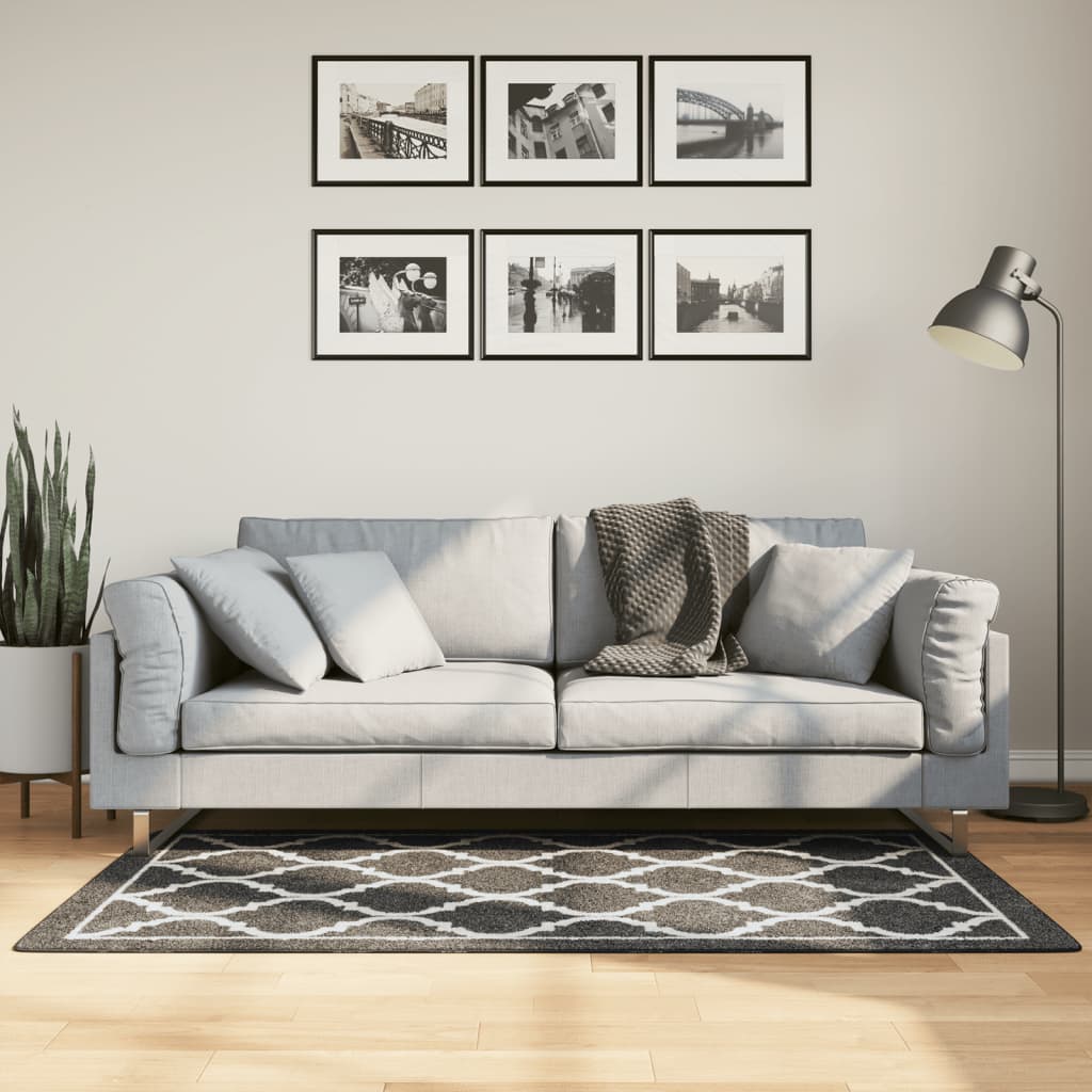 Washable Rug Black and White 80x150 cm