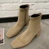 Сапоги для женщин 2024 осень зима новые женские сапоги на толстом каблуке высококачественные мягкие замшевые модные сапоги с боковой молнией Botas Mujer