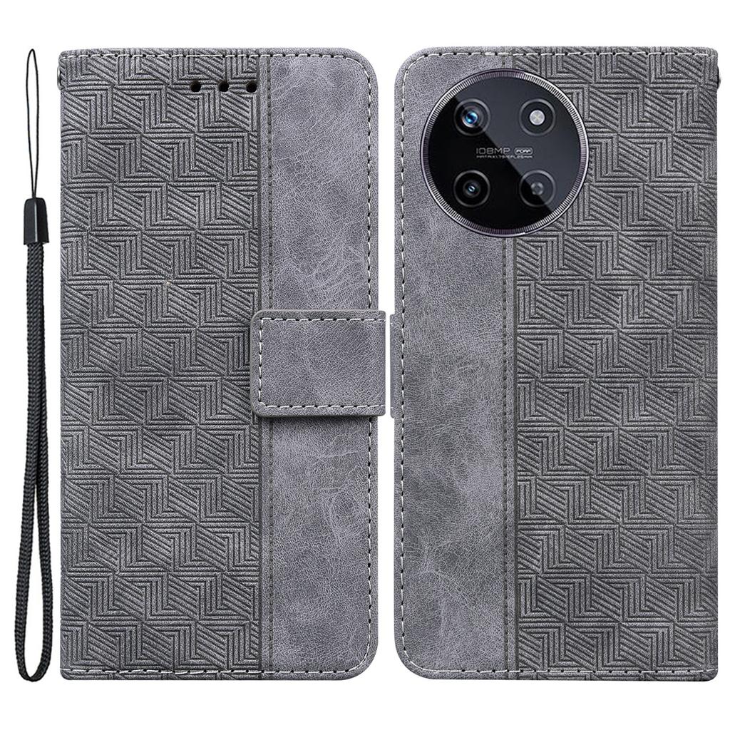 For Realme 11 4G (159.9x73.3x7.95mm) Leather Case Geometry Pattern Phone Wallet