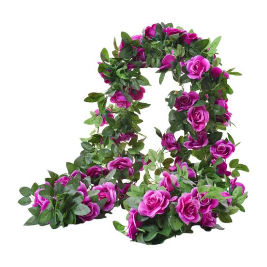 220СМ Искусственная Гирлянда из Роз 16 Головок Устойчивая к УФ-излучению Реалистичная Искусственная Цветочная Ротанговая Лиана Свадебная Вечеринка Подвесное Имитация Цветения Украшение