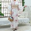 RAVIR Yukata White with an Adorable Red Daisy Includes a Fluffy Obi Belt and One Size Fits All Women's 3-Piece Set, Pattern, Sandals,