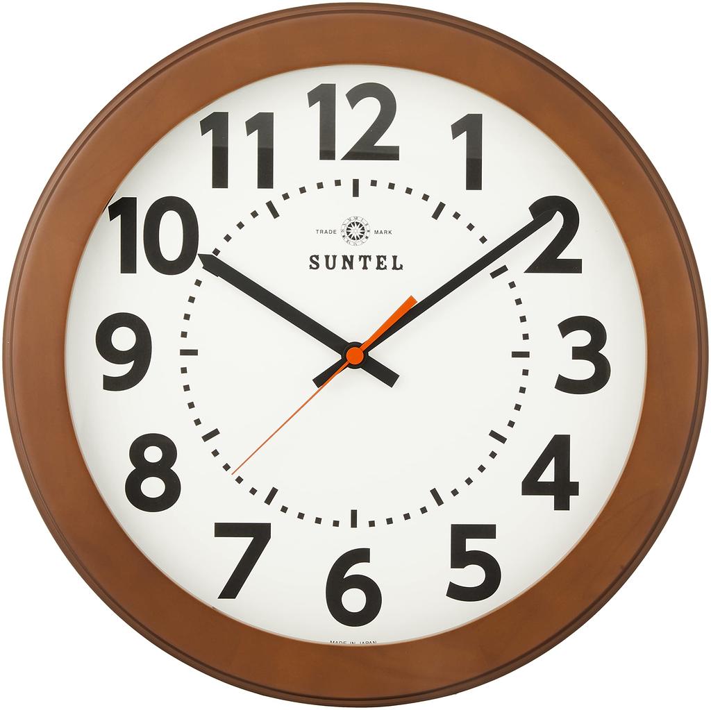 Настенные часы Suntel SQ06-BR Коричневые, 330 x 45 мм, Четкий узор цифр, Настенные часы с деревянной рамой (коричневый)