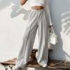 Women's Pants 2025 New Casual Elastic V-shaped High-waisted Splicing Wide-leg Pants