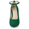 Allegra K Women's Green Round Toe Stiletto Heel Pumps with Ankle Strap, Size 24.5cm