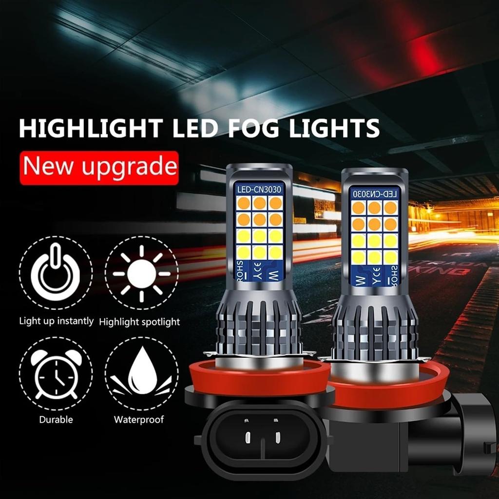 Hohota 2 шт. H8 H11 9006 Светодиодная противотуманная фара Двухцветная 3030 24SMD H16 Противотуманная
