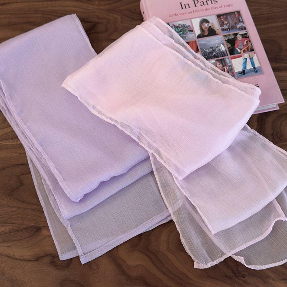 Adjustable Long Silk Scarf Thin Ribbon Neckerchief French Chiffon Silk Scarf Outdoor