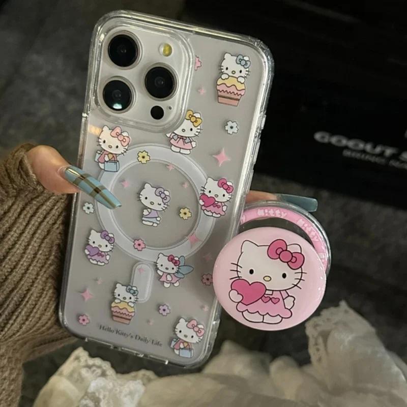 Беспроводная зарядка Мелоди Хелло Китти Держатель Чехол Для Samsung Galaxy S25 Ultra S24 S23 S22 S21 Plus Ultra S23 FE Чехол для телефона