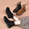 Fashion Round Head Snow Boots Autumn and Winter New Casual Flat Bottom Thick Velvet Short Boots First Layer Cowhide Warm Women's Leather Boots