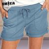 Летние однотонные прямые повседневные брюки женские шорты на шнуровке