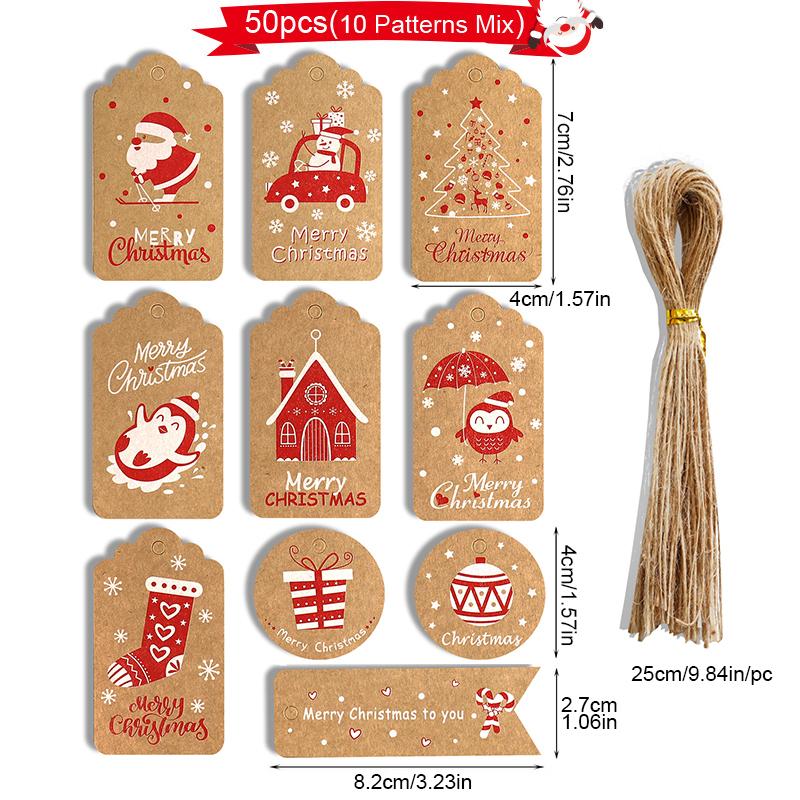 Рождественская елка Подарочная карта для вечеринки Украшения Главная Счастливого Рождества Спасибо Бирки из крафт-бумаги