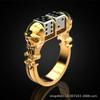 Golden Skull Dice Ring Personality Punk Domineering Hip-hop Men's Ring