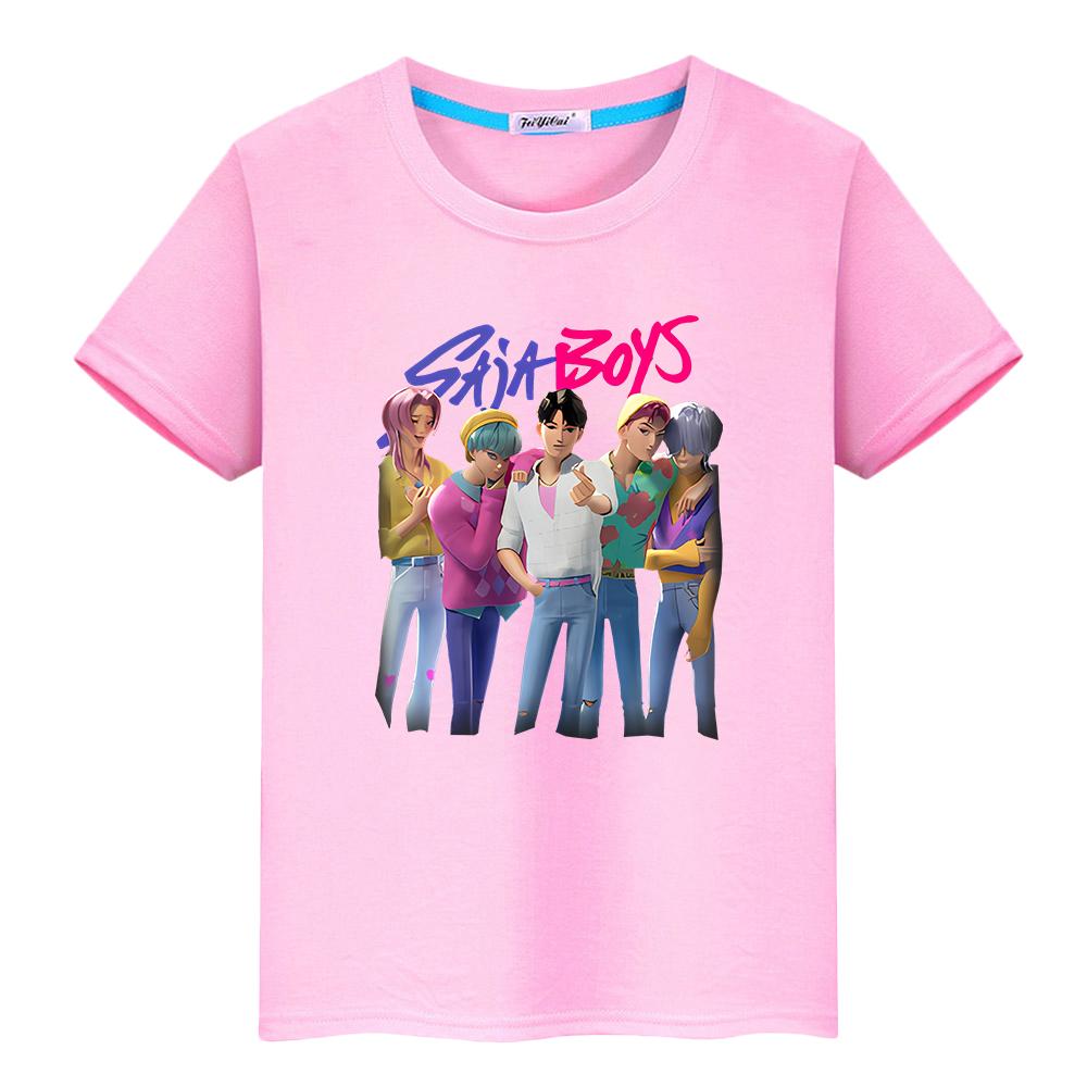 Saja Мальчики Принт 100%Хлопок футболка для детей мальчик 10лет аниме Короткий kpop охотники на демонов Кавайные футболки Милые топы y2k одежда для девочек