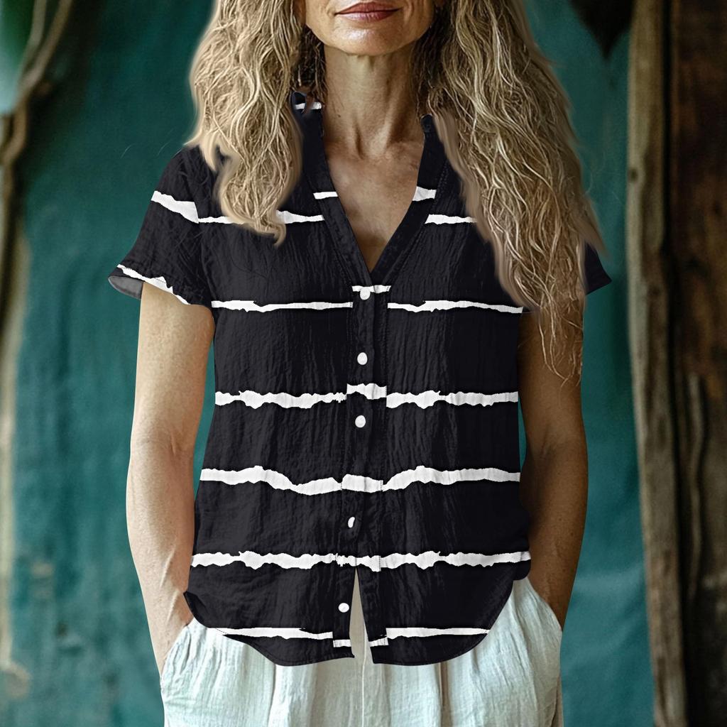 Женская повседневная футболка с коротким рукавом и V-образным вырезом, футболка с принтом