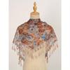 1pc Fashionable Colorful Rose Floral Print Lace Tassel Shawl Scarf, Suitable For Everyday Wear