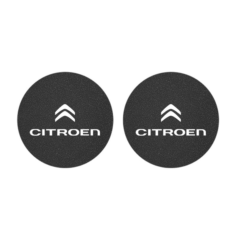 TXBB4 2PCS Citroen Emblem Badge Car Anti Slip Mat Coaster Water Cup Slot For Citroen C8 DS3 C6 C3 Vts C4 Saxo C4L C5 C2 C1 Xsara C3-XR