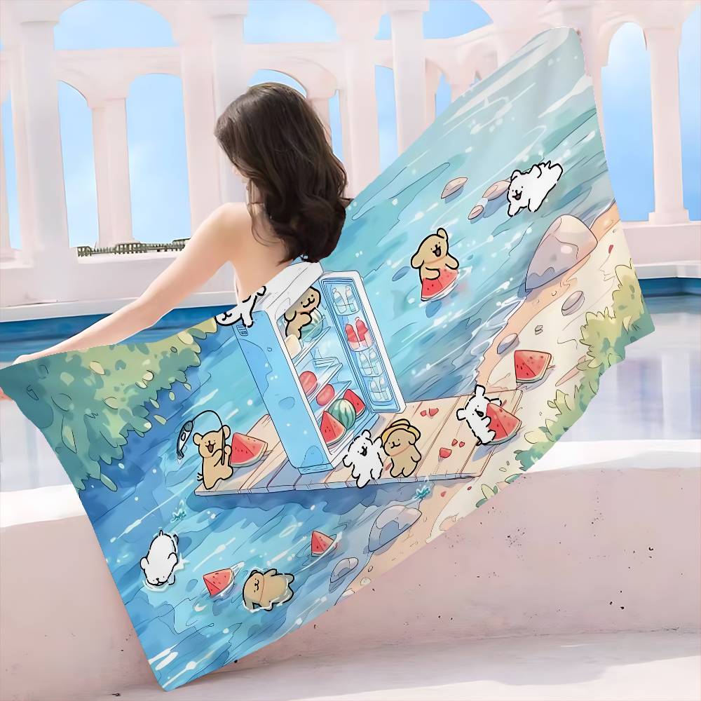 Line CARTOON P-PuppyS Microfiber Printed Beach Towel Mountain Climbing Yoga Beach Swimming Running Absorbent Soft Towel