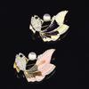 Fashion Goldfish Faux Pearl Rhinestone Collar Brooch Pin Lapel Clothes Jewelry