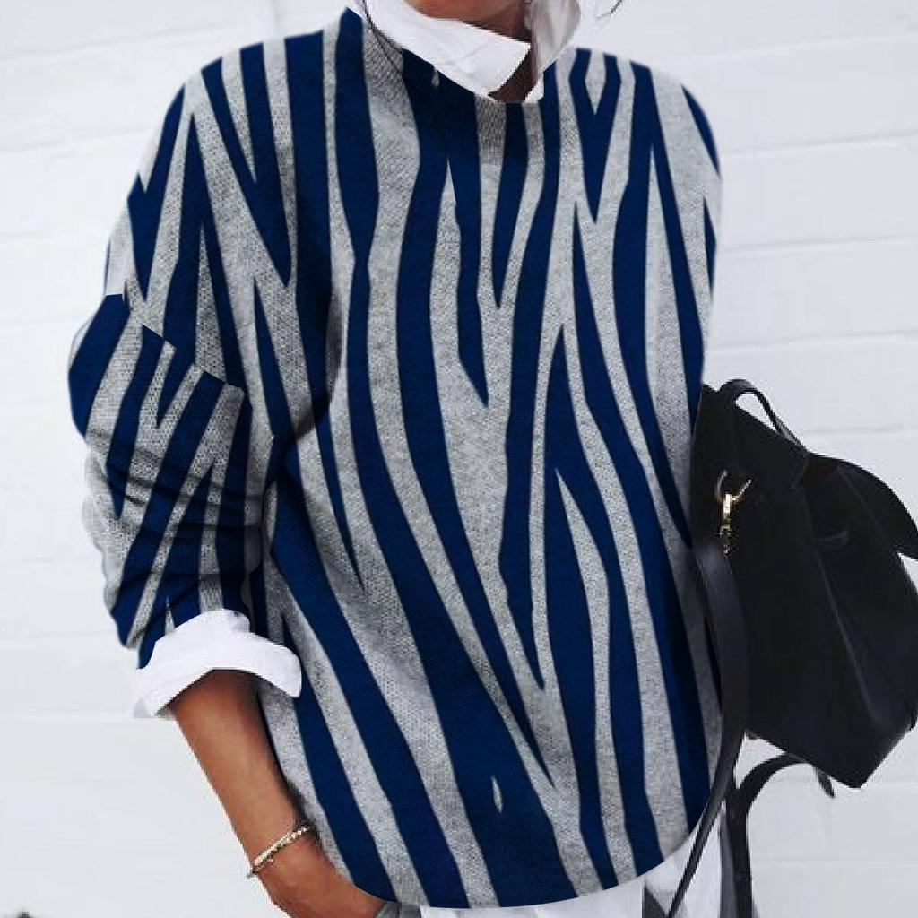 GMXIA Women's Fashion Frosted Geometric Print Loose Long-sleeved Hoodie