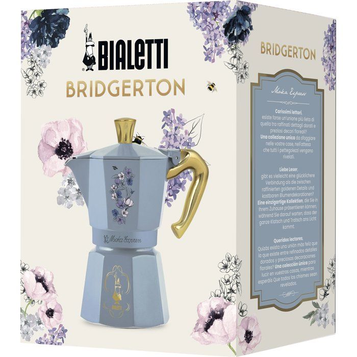 Cafetière italienne - BIALETTI - Moka express - Collection Bridgerton - 6 tasses - 250 ml - Bleu / Fleurs