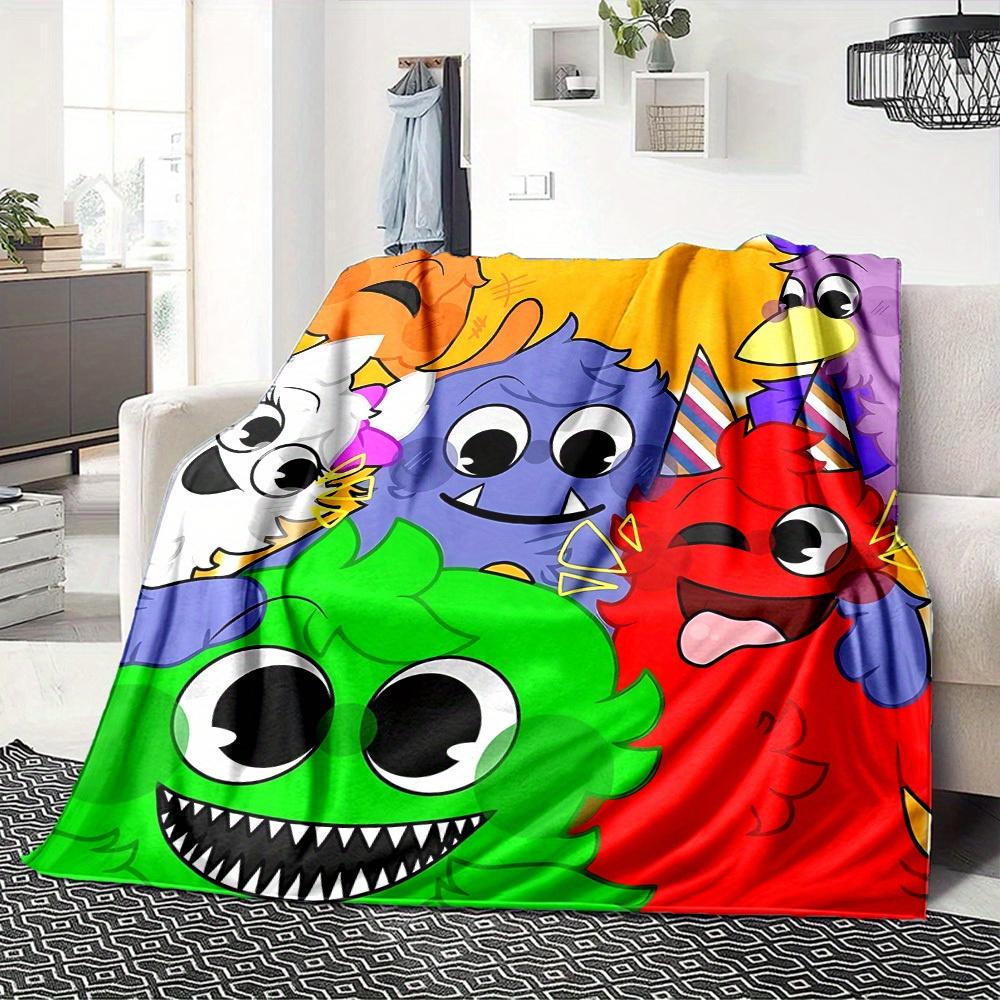 1pc Colorful,Monsters,Fun Digital Printed Flannel Blanket, Super Soft Plush Fleece Bed Cover, Multipurpose Four Seasons Hypoallergenic Quilt