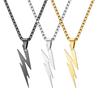 Men Pendant Necklace Unisex Chain Solid Color Thunder Flash Shape Neck Decoration Hip Hop
