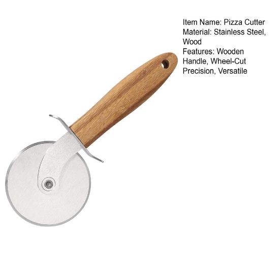 Pizza Cutter Wheel with Wooden Handle Stainless Steel Pizza Cutter Rocker Slicer Sharp Pizza Cutting Tools for Pizza Pie Bread Cheese