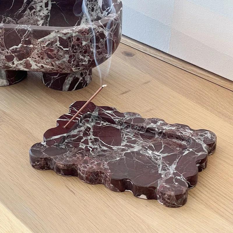 Light Luxury Style Natural Marble Art  Storage Tray Creative Home Living Room Tabletop Decoration SauCer Jewelry Storage Dish