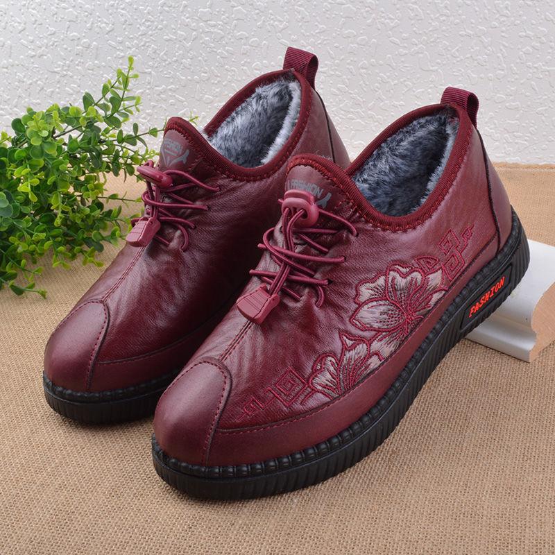 Beijing Old Cloth Shoes Women's Cotton Shoes Winter Velvet Thickened Warm One Pedal Comfortable Casual Middle-aged Mother Elderly Shoes