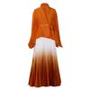 European & American Fashion Pleated Top and Gradient Swing Skirt Two-Piece Set