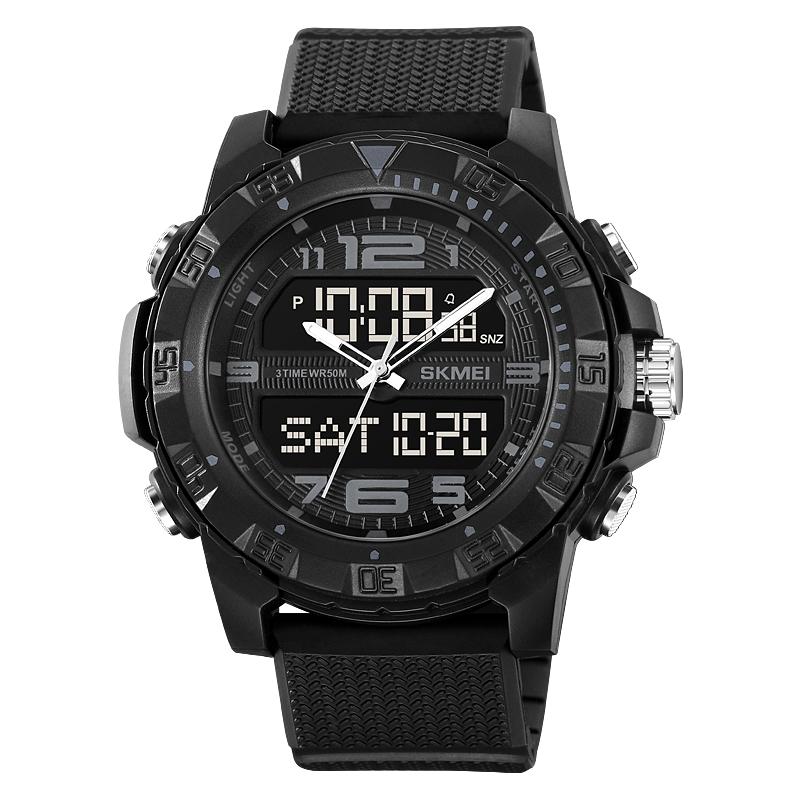 Skmei Япония Цифровой механизм 3 Time Countdown Спортивные часы Мужские Подсветка 5Bar Водонепроницаемые Секундомер Дата неделя Наручные часы