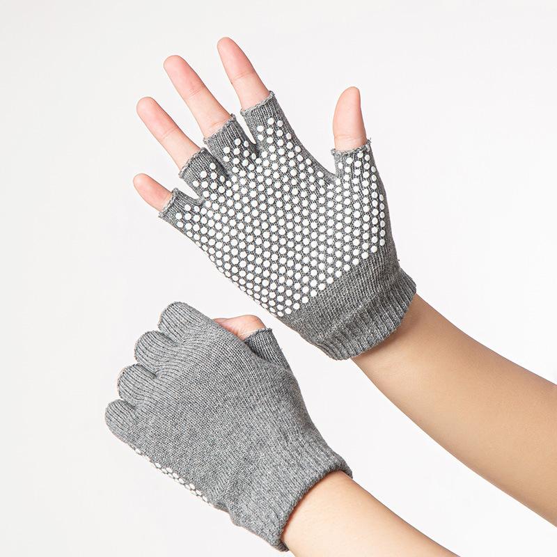 Meier Cotton half-finger yoga gloves - non-slip, elastic, short-fingered training gloves